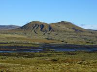 Teleblick zum Leiðólfsfell hinter der Skaftá an der F208